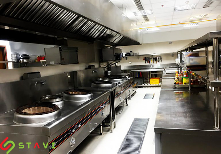 Khu vực bếp nấu hệ thống bếp công nghiệp
