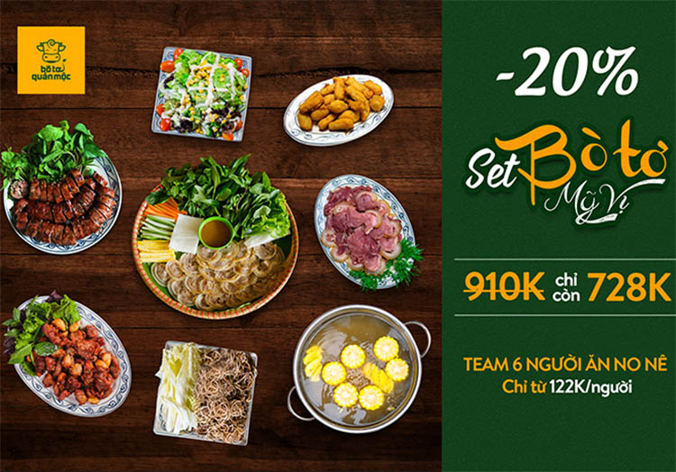 Những Set đồ ăn chất lượng lại vô cùng hợp lý tại BÒ TƠ QUÁN MỘC