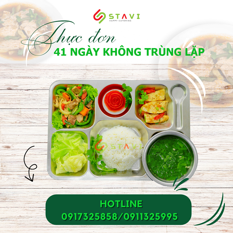 Thực đơn suất ăn công nghiệp đầy đủ dinh dưỡng STAVI cung cấp cho các đối tác