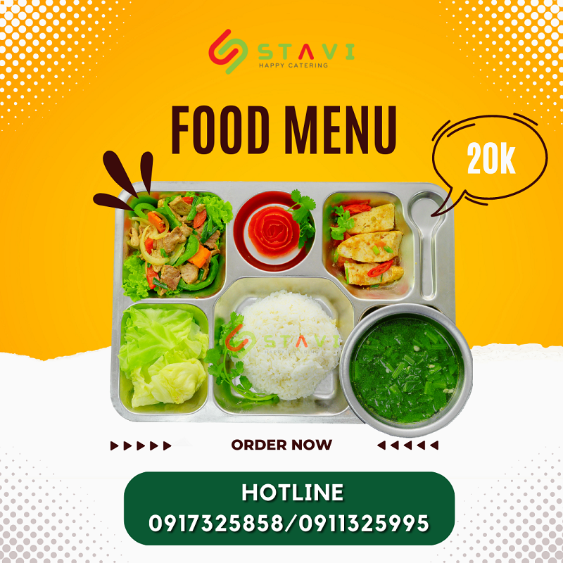 Suất ăn công nghiệp Stavi đầy đủ dinh dưỡng, tươi mới kích thích vị giác 